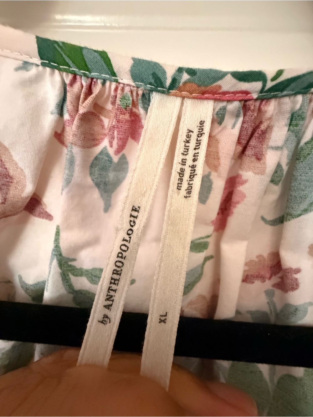 Anthropologie Cream Maxi Dress with Pink and Green Floral Print - Picture 3 of 10